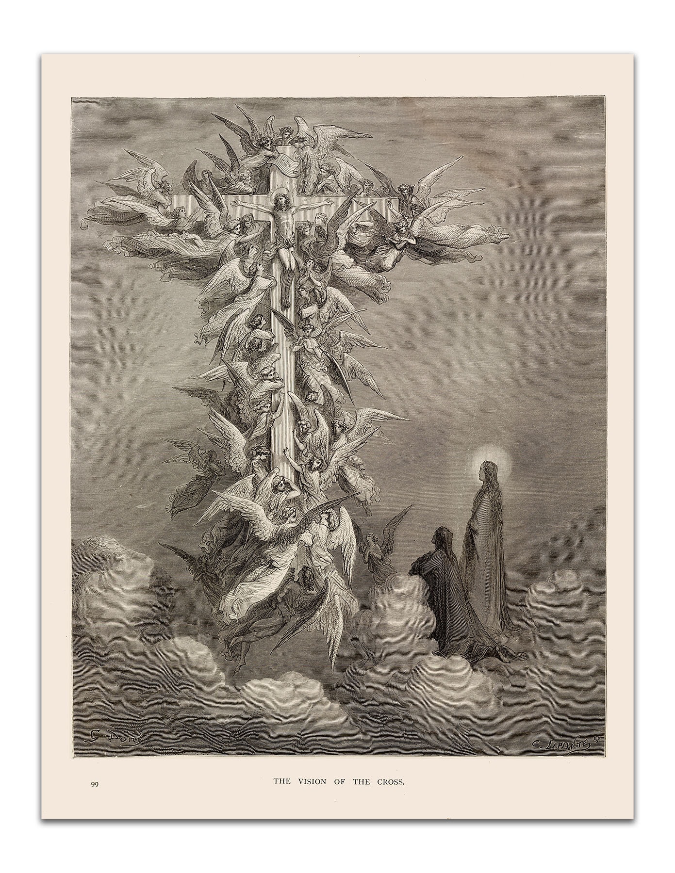 Gustave Dore: the VISION of the CROSS (1891) Vintage Illustration