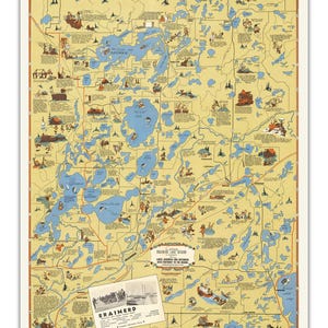 Brainerd Lakes Region Karte Poster - Minnesota Illustrierter bildhafter Cartoon Stil - Art Reprint