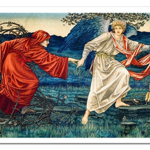 LOVE LEADING The PILGRIM Sir Edward Burne Jones (1909) Vintage Painting 15x22&quot; Poster Print - Unframed
