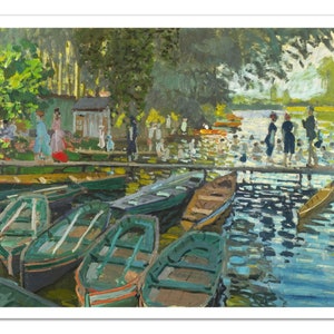 Bathers at La Grenouillère (1896) CLAUDE MONET Vintage Painting -Unframed- Premium Art Print