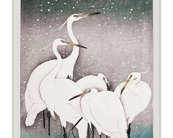 OHARA KOSON Group Of Egrets Vintage JAPANESE Art (1925-1936) Print/ Poster