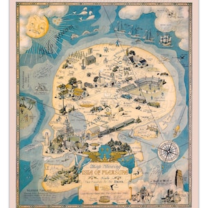 Karte mit The ISLE OF PLEASURE 1931 Lustiger Anti-Prohibition Vintage Kunstdruck