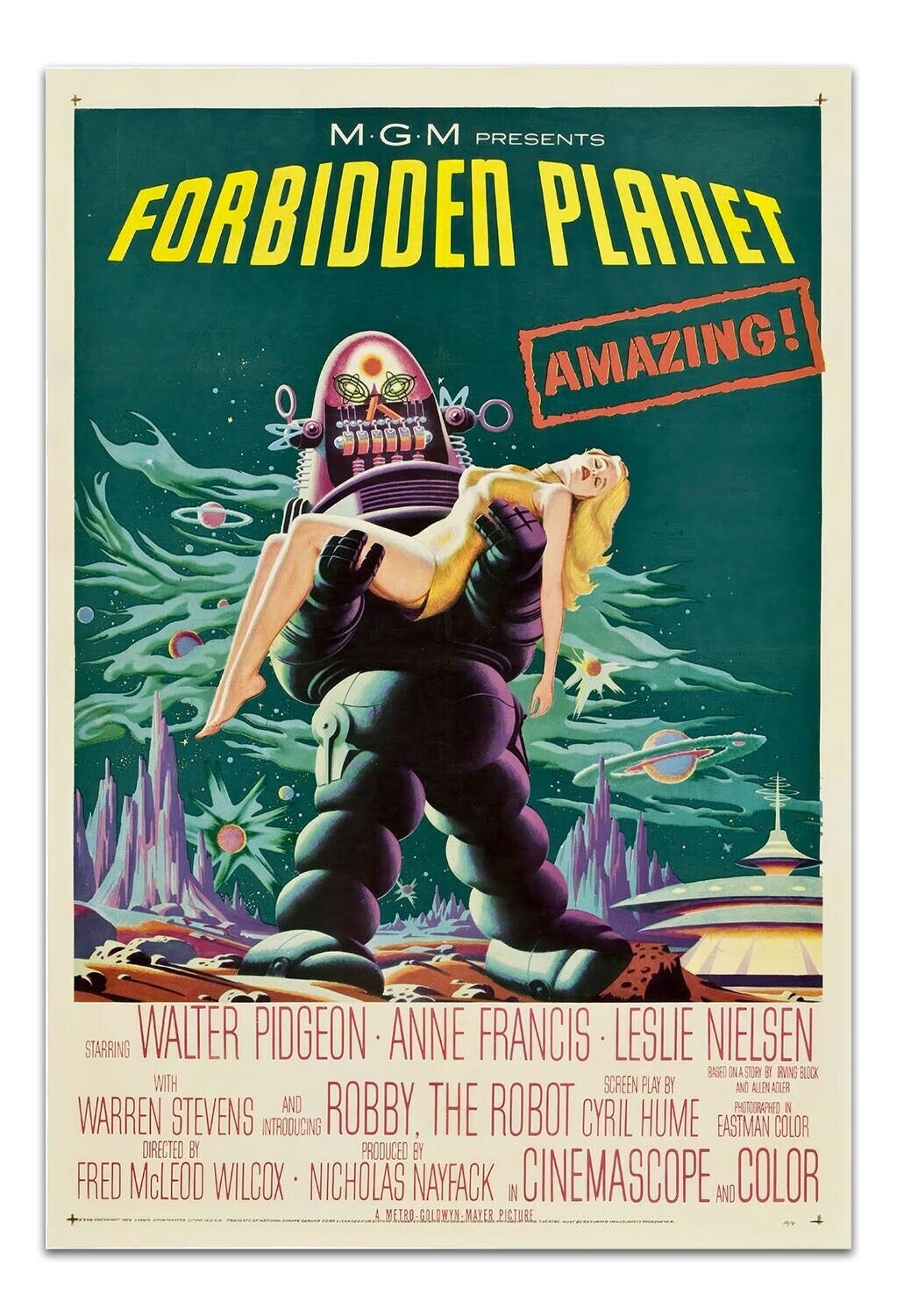 FORBIDDEN PLANET 1956 Vintage Movie Poster Science Fiction Film -unframed-  Print - Etsy, image size:1023x1500