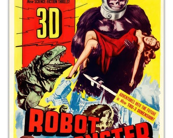 ROBOT MONSTER 1953 Vintage SCI-Fi Film Poster Print Wall Decor