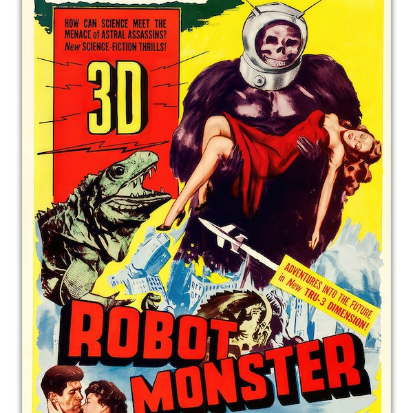 ROBOT MONSTER 1953 Vintage SCI-Fi Film Poster Print Wall Decor