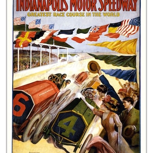 Indianapolis Motor Speedway | Vintage 1909 Race Car Poster -Unframed- PRINT