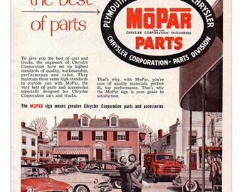 Vintage Car Advertisement | Mopar Parts 1954 POSTER -Unframed- Art REPRINT