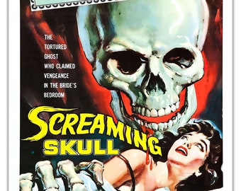 SCREAMING SKULL Poster Vintage 50er Jahre Horrorfilm Print Haunted Bride Ghost Art