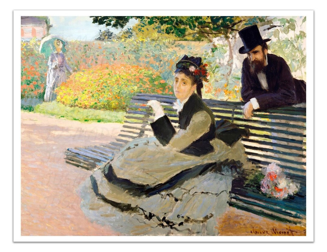Camille Monet on a Garden Bench (1873) CLAUDE MONET Vintage Painting ...