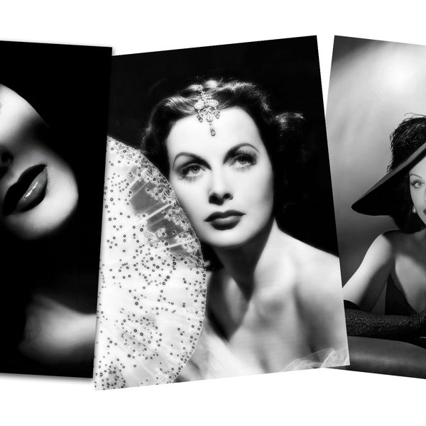 HEDY LAMARR (Set of 3) 11x8.5" Portrait Prints Vintage FASHION Hollywood Glamour