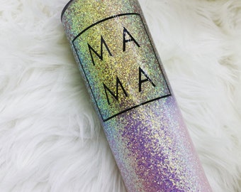 Gold to Pink Ombré Glitter Tumbler / Pink Glitter Tumbler / Gold Glitter Tumbler / Mama Tumbler