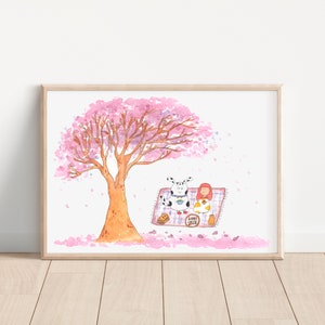 Jacaranda season picnic time/ purple magic/ watercolour illustration/ wall art/ home decor/ nursery room decor/ art print /spring