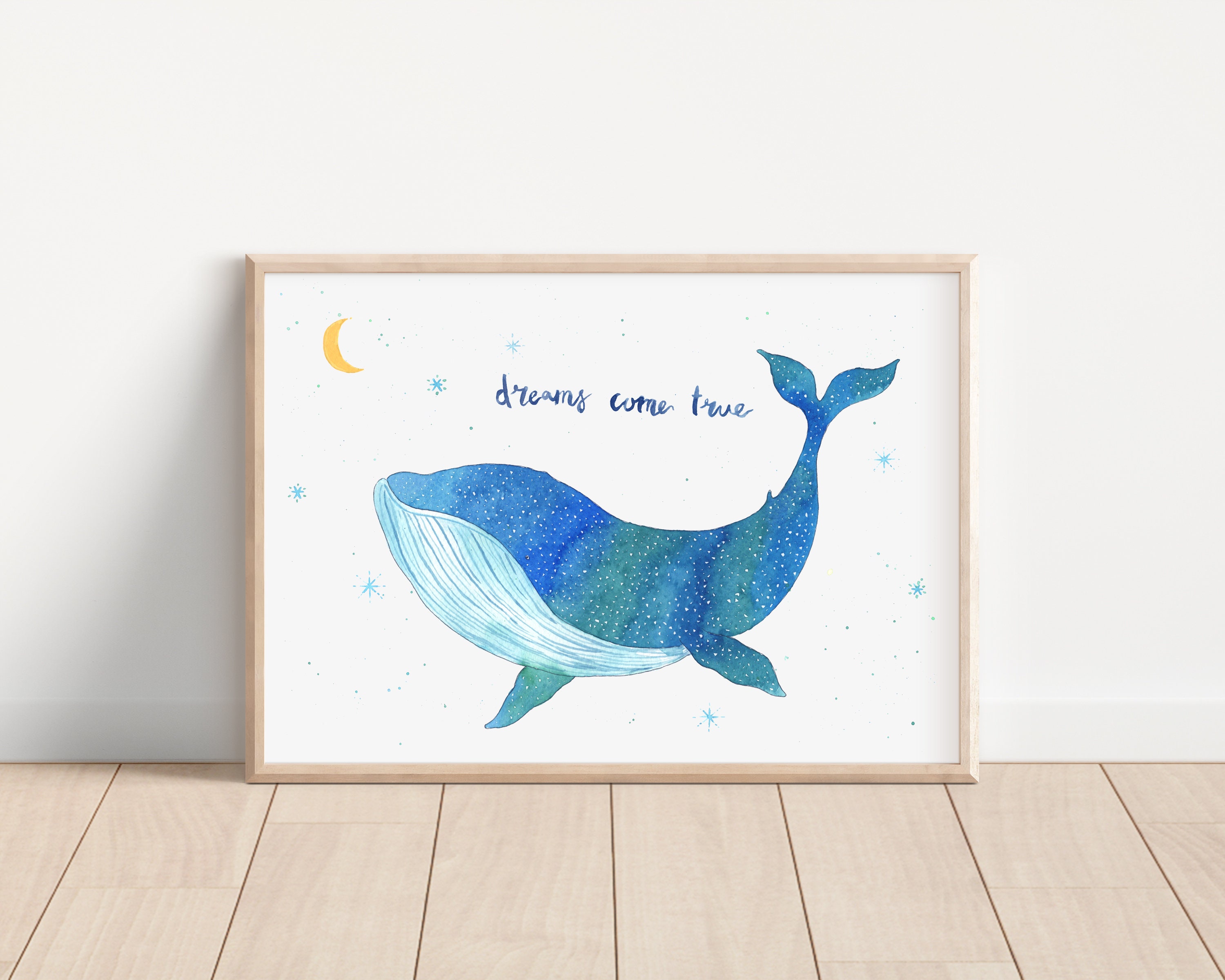Blue whale/ Whale/ galaxy whale/ Dreams Come True/whale Art Print ...