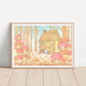 DimBao en un país de las maravillas de hongos mágicos: impresión artística de acuarela caprichosa / ilustración / arte de pared