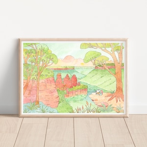 Blue Mountains Three Sisters  / Sydney trip/ watercolour / illustration/ wall art