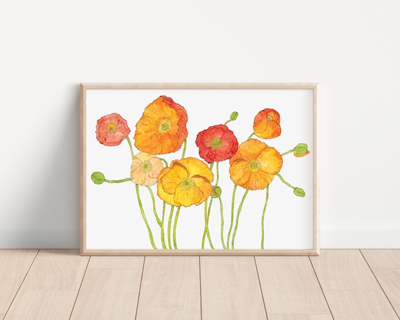Iceland Poppy/ Poppies/ Watercolour/ Fineline Art/ Floral/ Illustration/  Watercolor Painting/ Wall Art/ Home Decor/ Wall Decor/ Art Print - Etsy