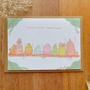 Potato monsters greeting card/ rainbow/ together happier/ Sydney WorldPride /rainbow love/  watercolor/ illustration