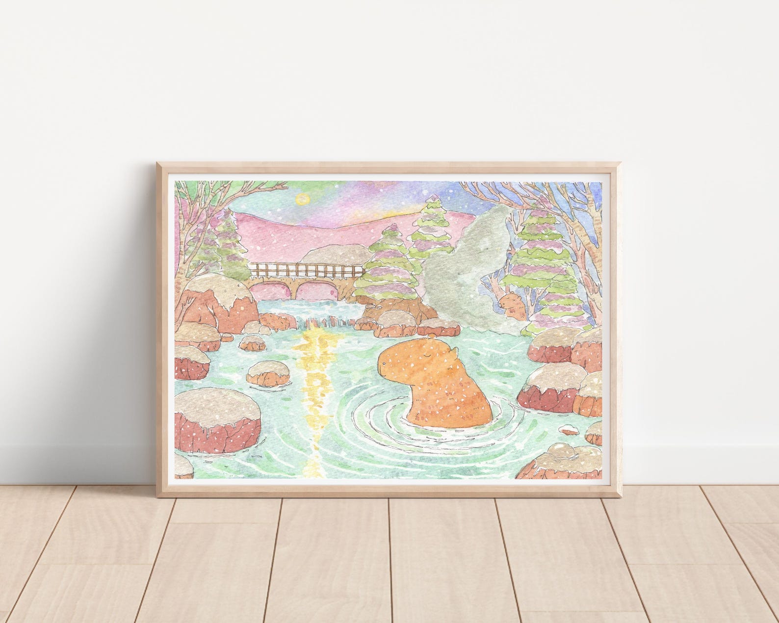Capybara Winter Wonderland / Capybara Art / Capybara Scene / Capybara ...