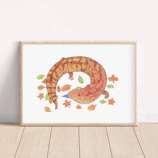 Blue Tongued Lizard / Western Australia / lizard/ reptile/ Australian animal / watercolour/ illustration/ wall art/ home decor/  art print