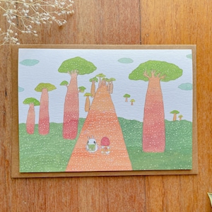 Allee des Affenbrotbaums/ Madagaskar / Reise / Grußkarte / Illustration / Aquarell / Karte