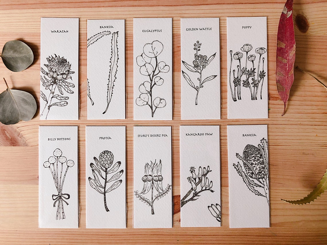 Australian Botanical Bookmarks/ Wildflower/ Native Plants/ Etsy
