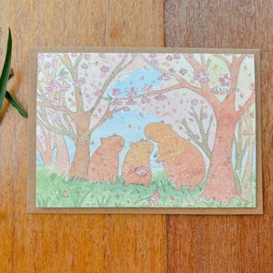 Capybara's Cherry Blossom/ Greeting card / illustration/ watercolour/ card
