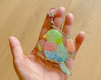 Rainbow Lorikeet Keyring /Cute Clear Acrylic Keychain