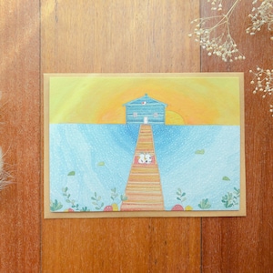The Blue Bootshaus/ Crawley Edge Boatshed/ WA/ Australien/ Grußkarte/ Illustration/ Aquarell/ Karte