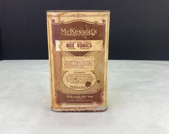 Vintage McKesson's Nux Vomica Powder Medicine Boîte en carton vide