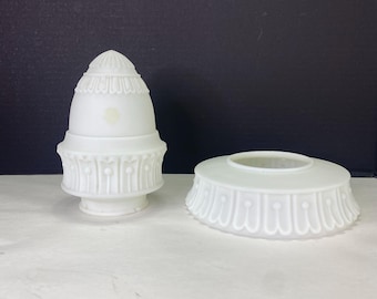 Vintage Glass Acorn Light Shade Set With Decorative Ring