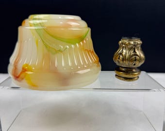 Vintage Floor Lamp Parts Cadmium Slag Glass Husk and Spacer