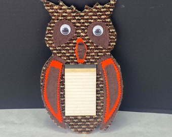 Vintage Retro Hand Crafted Funky Retro Owl Note Pad Holder