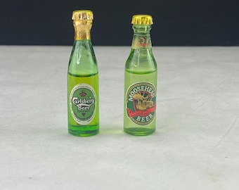 Vintage Miniature 3" Bottles Lot of 2 Carlsberg Beer and Moosehead Beer