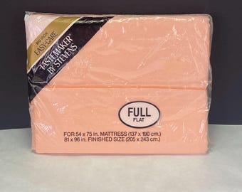 Vintage Cotton Blend Full Flat Sheet Peach Orange NEW Tastemaker Stevens