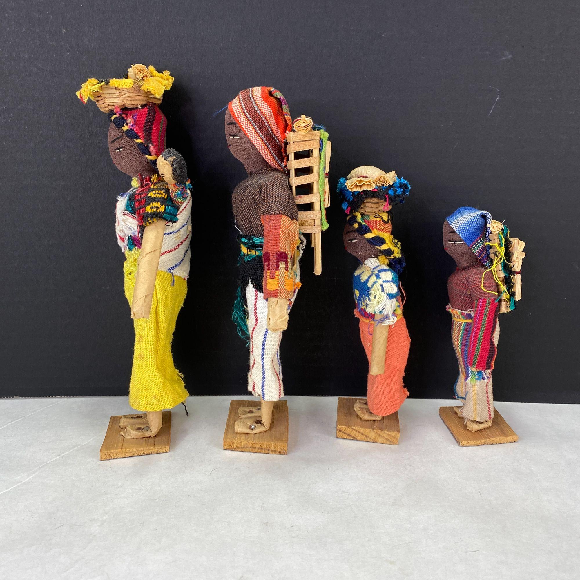 Vintage Folk Art Cloth and Wood Doll Family - Etsy