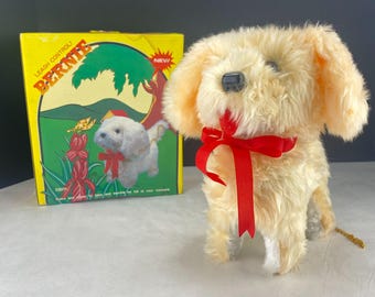 Vintage Bernie Leash Control Toy Walking Wags Tail Barks Plush Dog