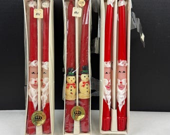 Vintage Will & Baumer Santa and Snowman Christmas Candles Lot of 3