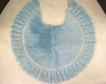 Tapis de toilette rétro vintage à franges bleues