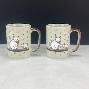 Vintage Otagiri Cat and Kitten Coffee Mugs Set of 2