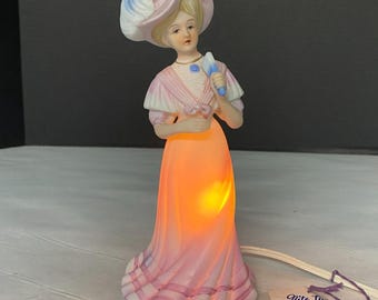 Vintage Irice Nite Light Perfume Burner Victorian Lady Lamp