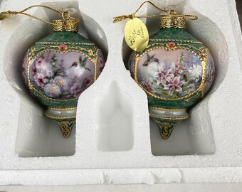 Vintage 1999 Lena Liu's Jeweled Hummingbirds Hollyhock and Lily Garden