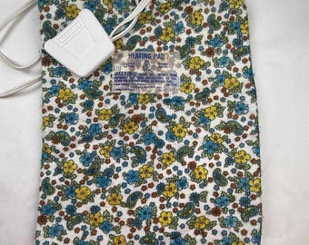 Vintage Therma Dial Heating Pad Blue & Yellow Floral Paisley Design