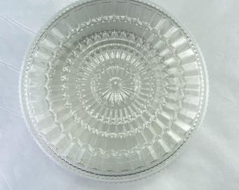 Vintage Ribbed Glass Drum Shade White Clear 7.5 inch Fitter