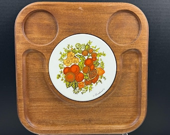 Vintage Goodwood Japan Wood and Tile Square Charcuterie Board