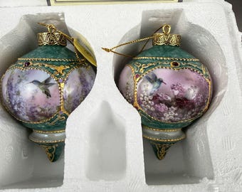 Lena Liu's Hummingbirds Ornaments 1999 Delphinium and Sweet William Garden
