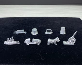 Vintage Metal Monopoly Token Pieces Lot Of 8