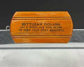 Vintage Bettijean Dovana Advertising Wool Coat Brush Wood Block & Metal Wire