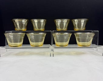 Vintage Fortecrisa Mexico Amber Glass Custard Cups Set Of 8