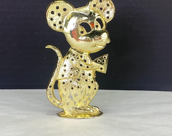 Vintage Torino Earring Holder Tree Mouse Gold Tone