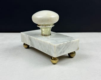 Fermacarte vintage in marmo, realizzato a mano con pomello per porta.